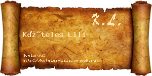 Köteles Lili névjegykártya